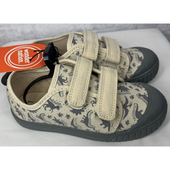 Wonder Nation Memory Foam Bump Strap Dinosaur Shoe Cream Gray Size 11 NEW - Picture 2 of 6